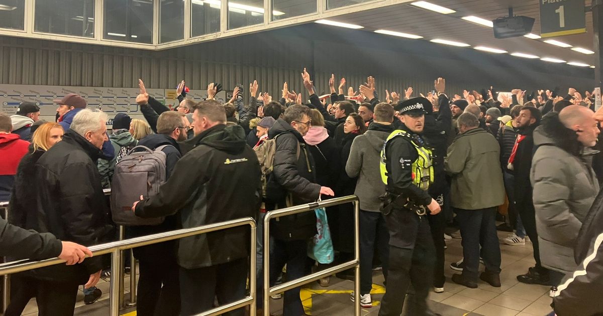 Hundreds of Lille fans descend on Liverpool Central station ahead of Champions League match - Liverpool Echo