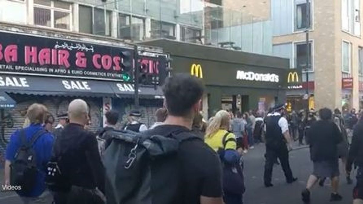 Police 'chased' down street during 'violent' protest and called 'scum' - The Mirror