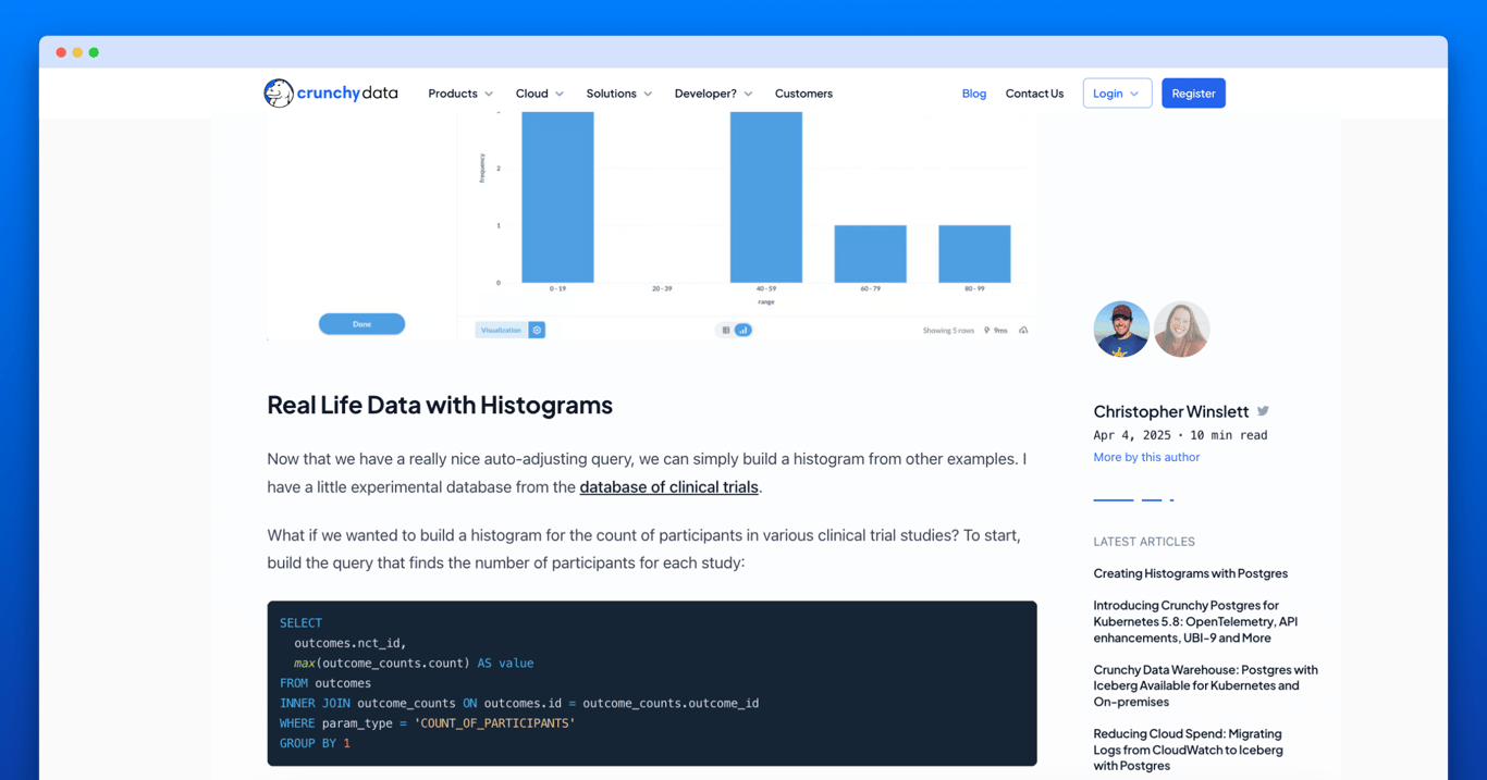 Creating Histograms with Postgres | Crunchy Data Blog