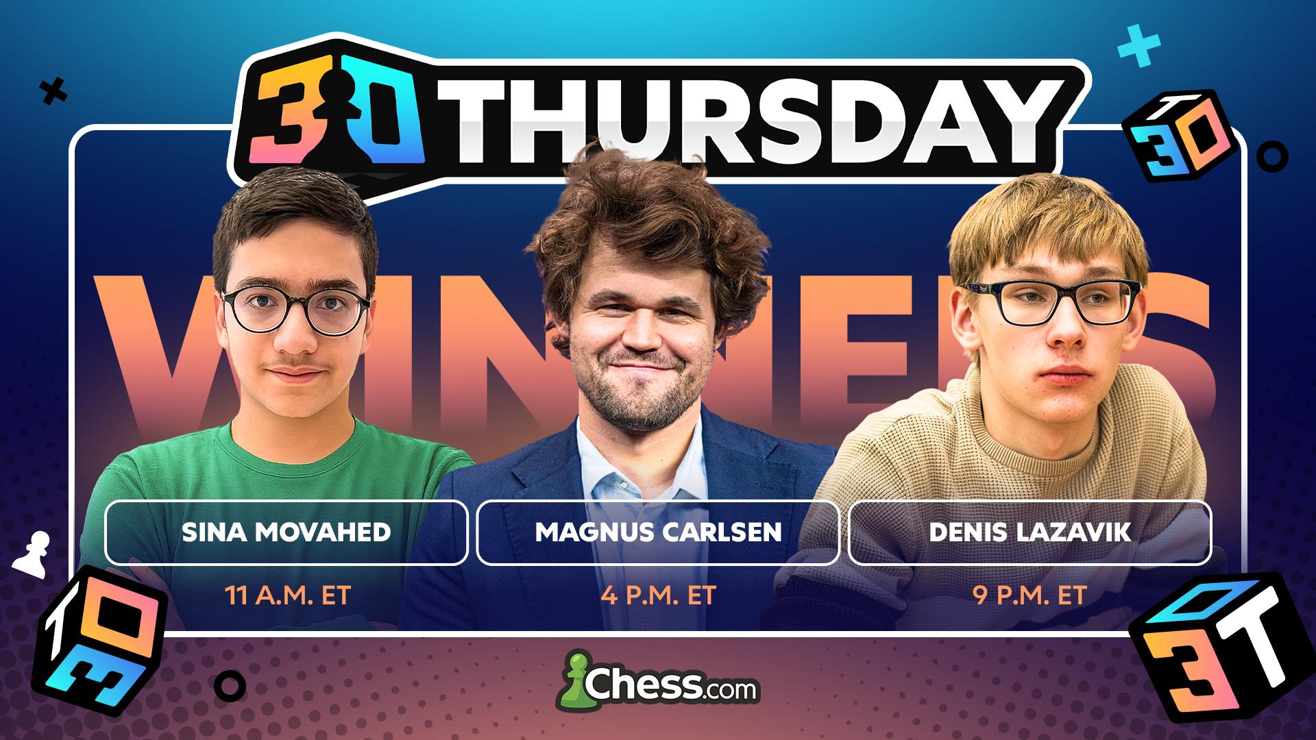 Nakamura Sets Blitz Rating Record, Movahed, Carlsen, Lazavik Win 3 0 Thursday On 29 Jan - Chess.com