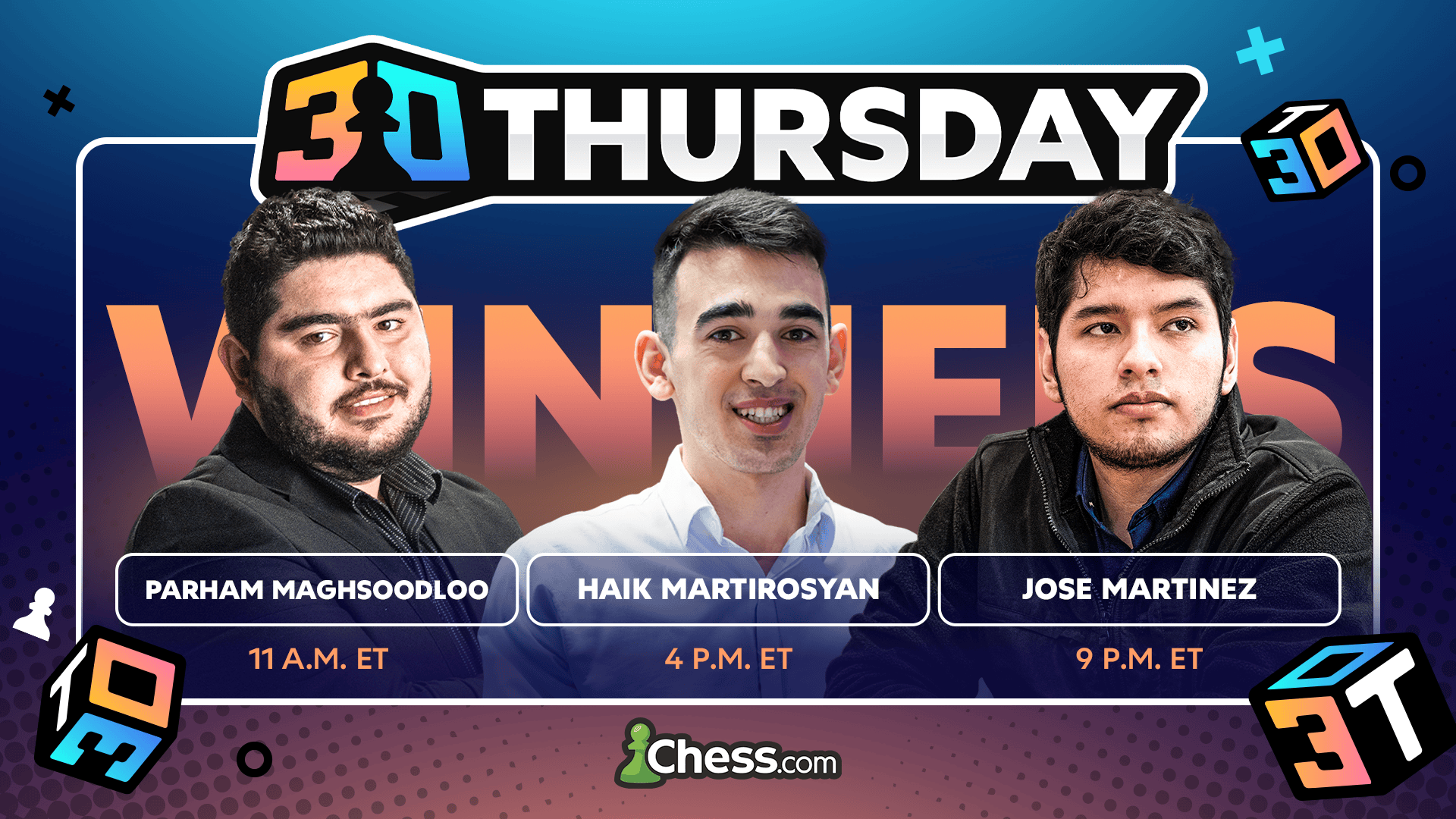 Maghsoodloo, Martirosyan, Martinez, Masters 3 0 Thursday, Feb 5 - Chess.com