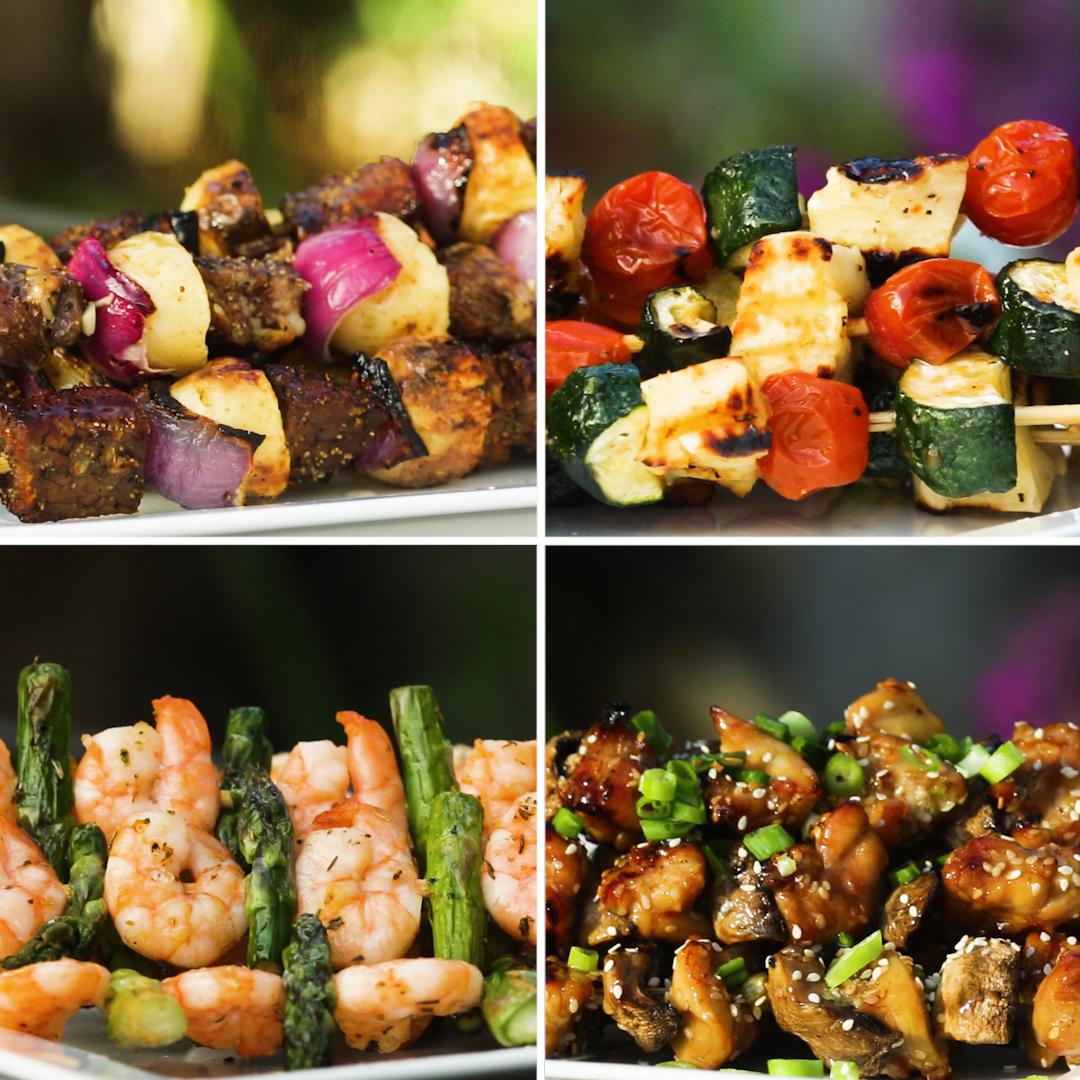 Halloumi And Vegetables Skewers Recipe by Tasty