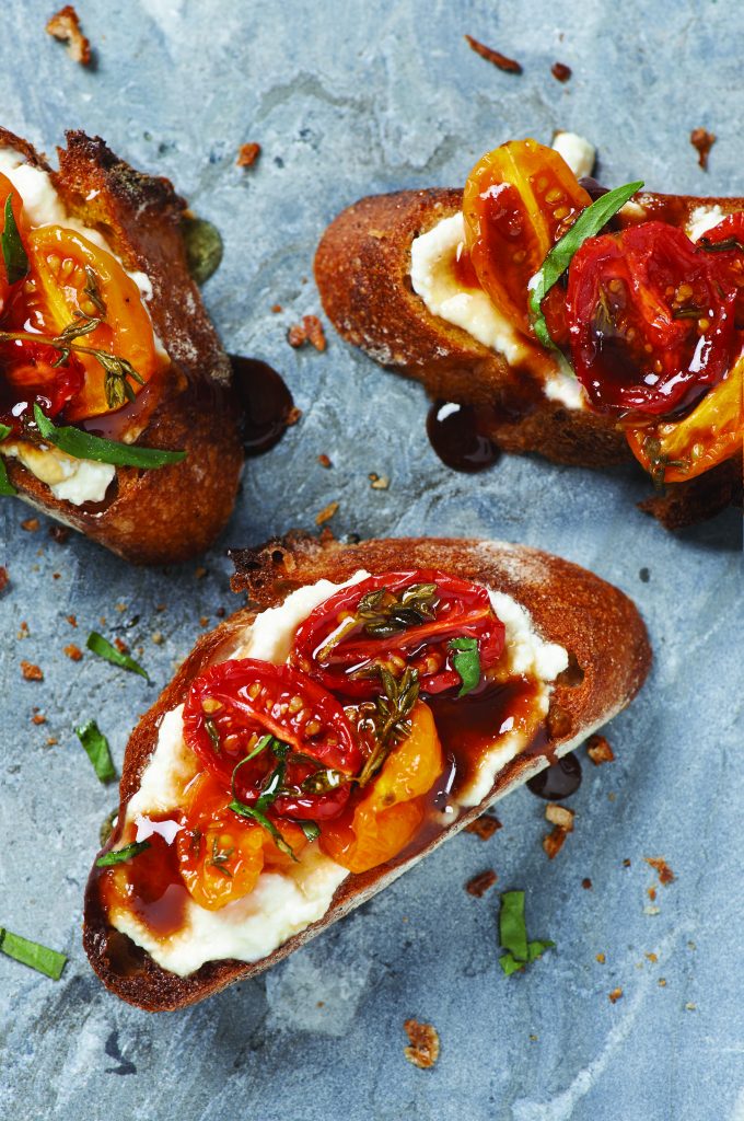 Ricotta with Honey Roasted Tomatoes Bruschetta - IN Food Marketing