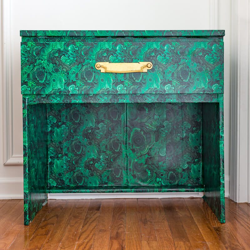 Malachite Table DIY | Ikea Hack Using Spoonflower Wallpaper ⋆ Jewel Marlowe
