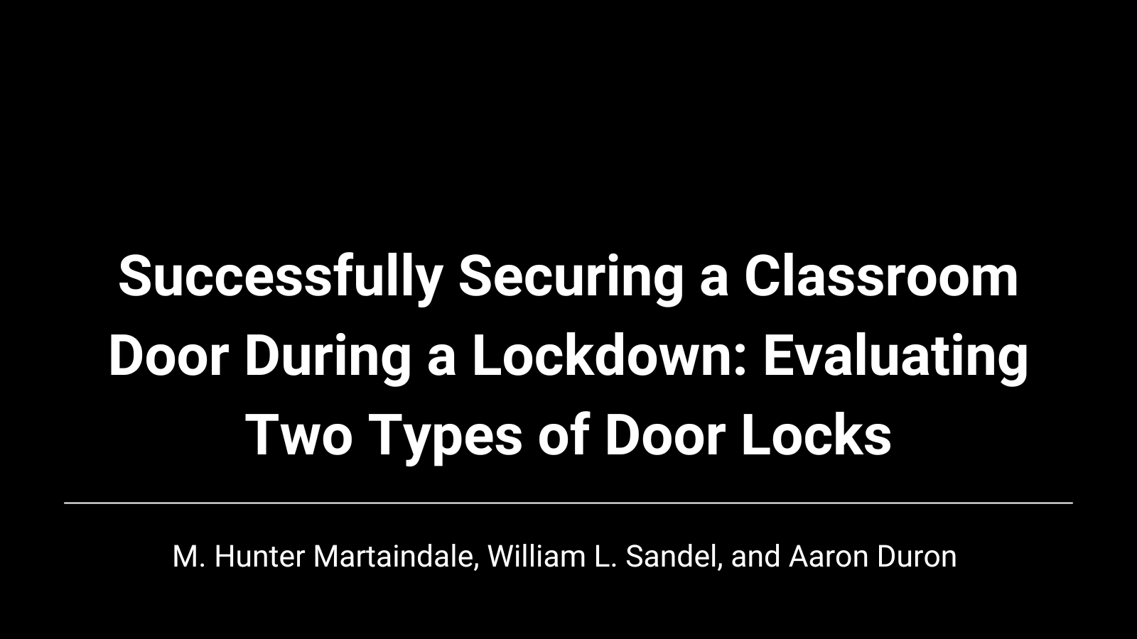 Evaluating Two Types of Door Locks - Martaindale et al.
