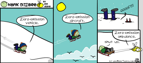 Hank D and the Bee: Zero-emissions vehicles – Cartoons by Joe Mohr
