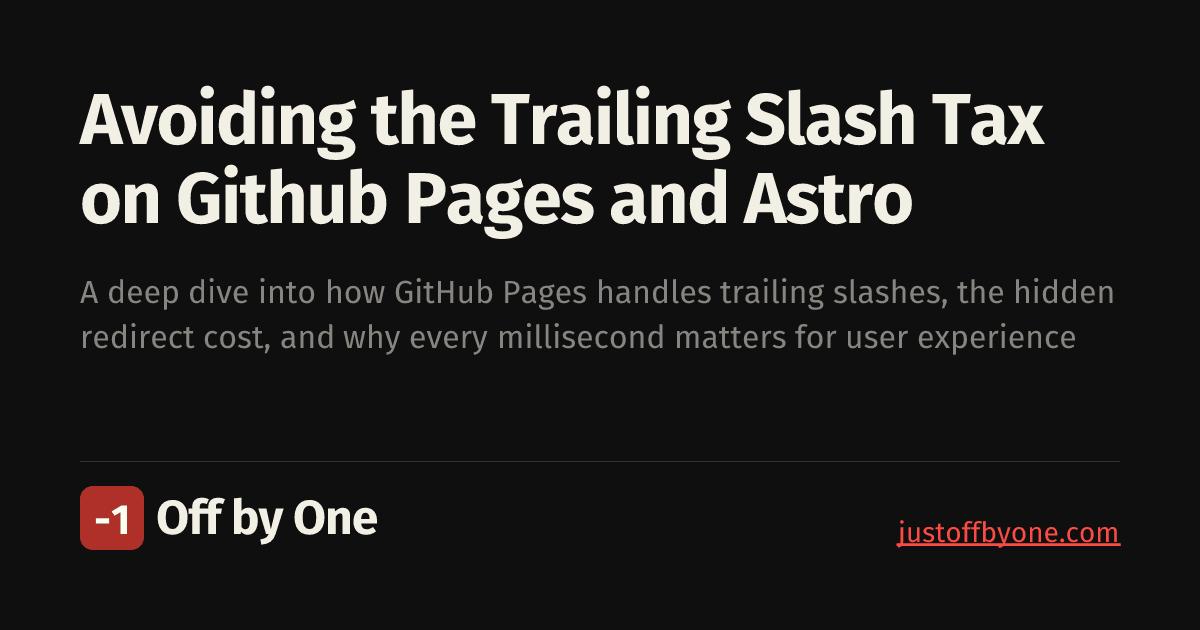Avoiding the Trailing Slash Tax on Github Pages and Astro | Off by One