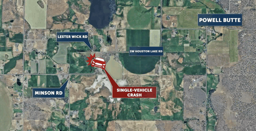 Driver treated after single-vehicle crash in Powell Butte - KTVZ