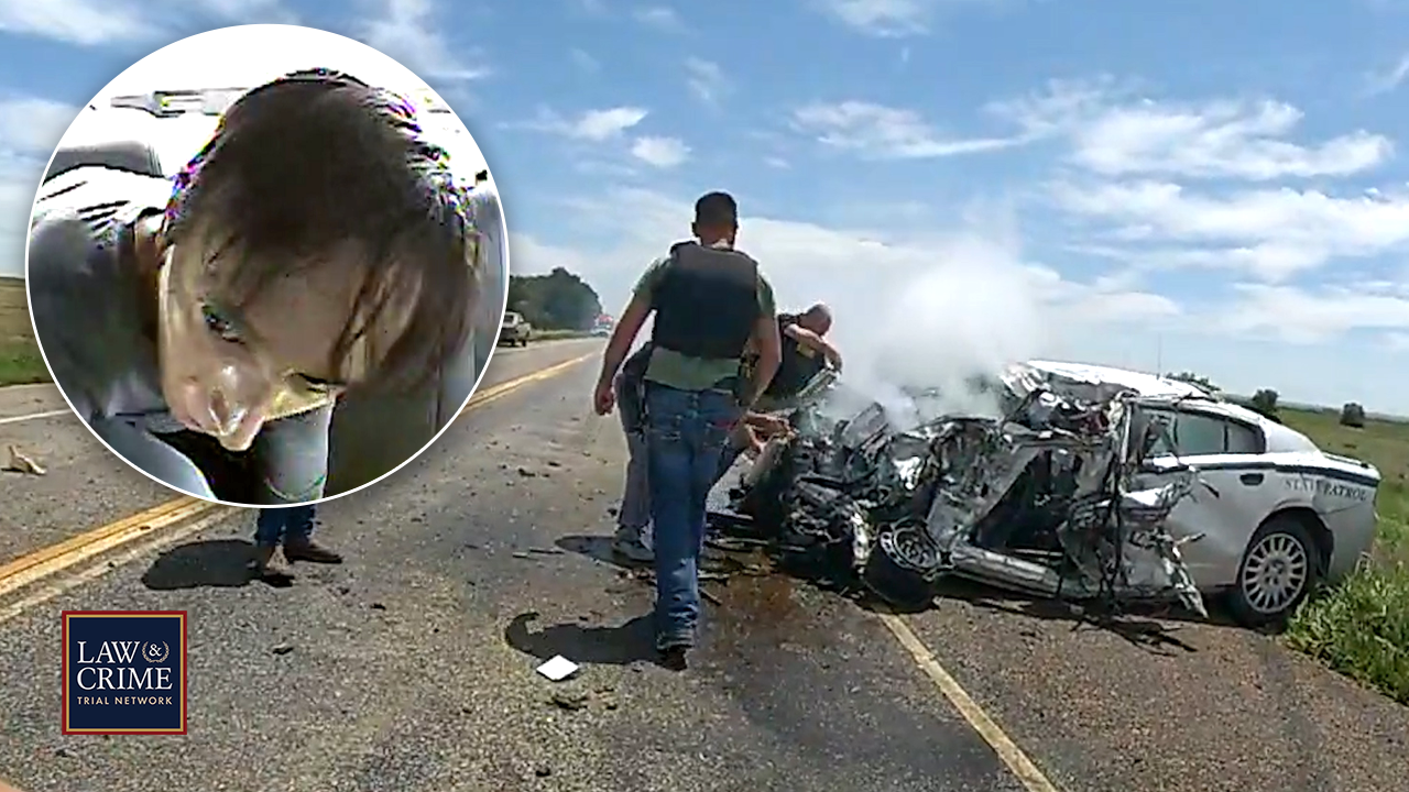 Handcuffed suspect steals cop car, slams into semi-truck and dies after fiery crash | Law & Crime