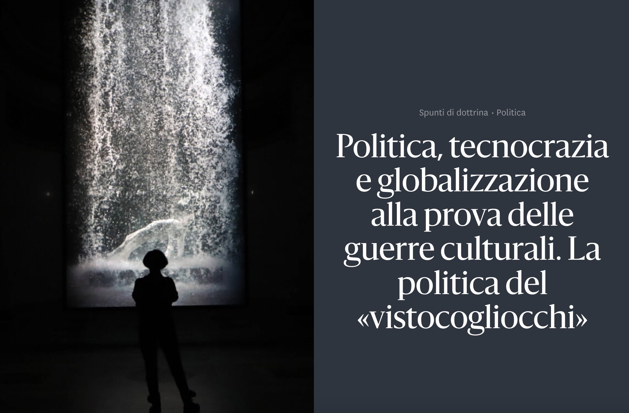 Politica, tecnocrazia e globalizzazione alla prova delle guerre culturali. La politica del «vistocogliocchi» - Il Grand Continent