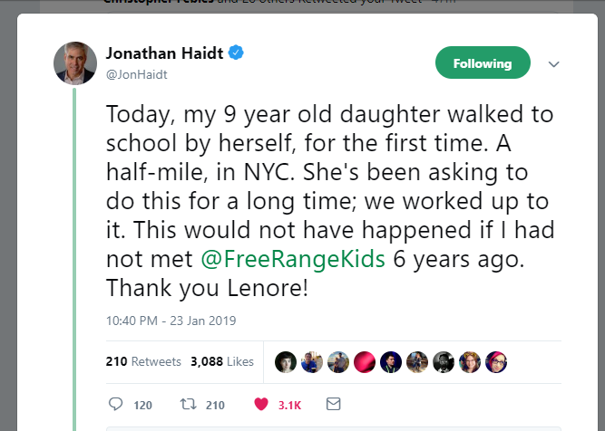 Jonathan Haidt Lets His 9-Year-Old Daughter Walk to School Alone for the First Time - Let Grow