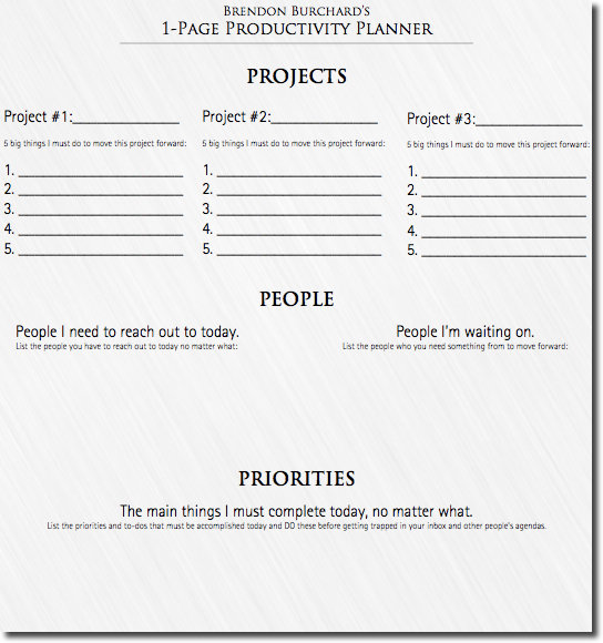 安排日程 - 1-Page Productivity Planner -