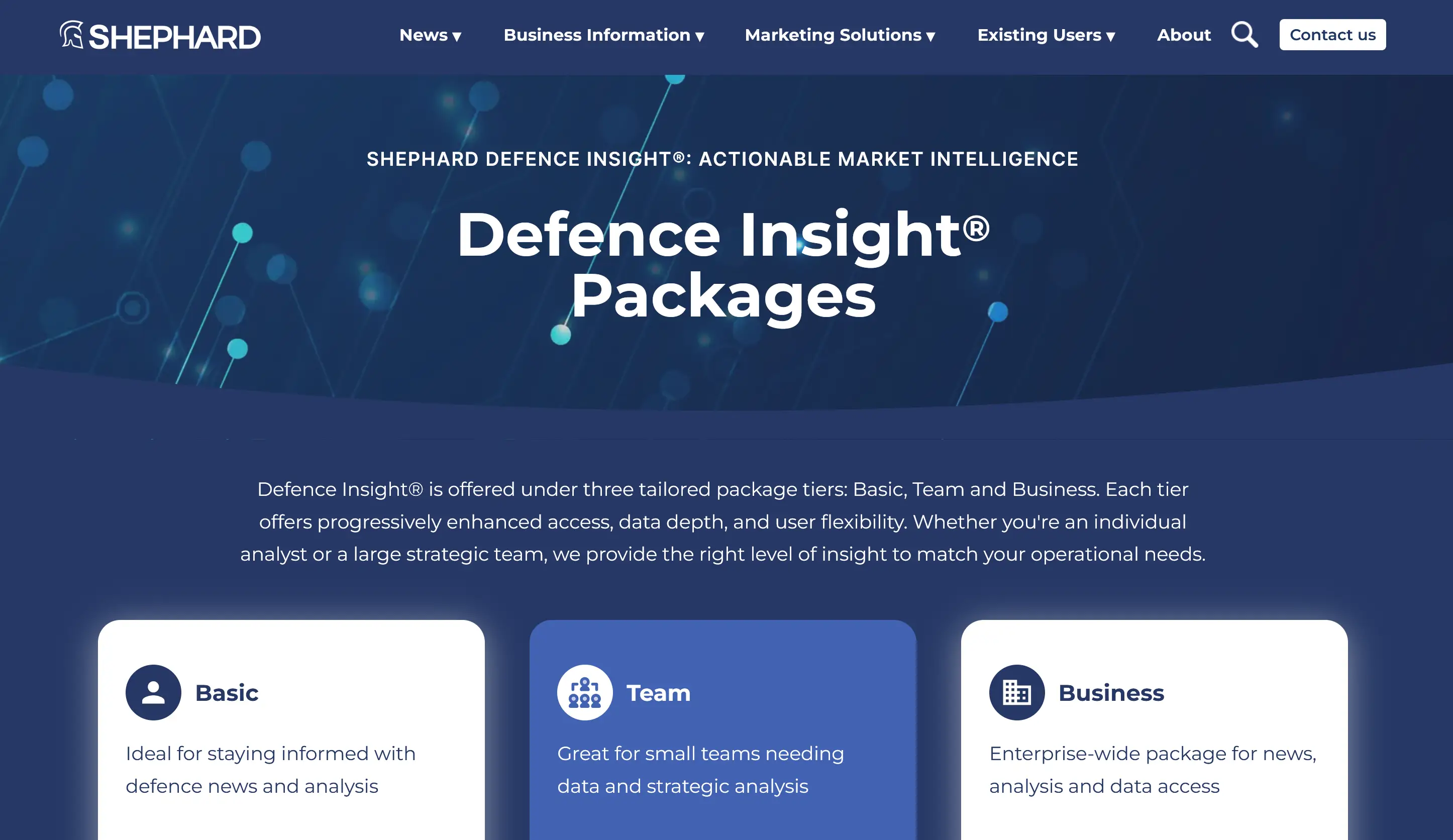 Defence Insight® Package Options | Defence market intelligence solutions to suit your business | Shephard