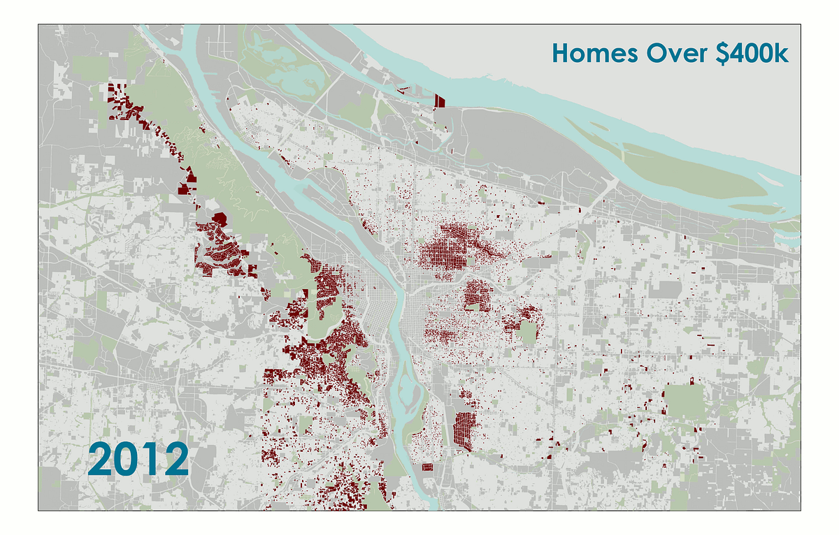 The rapid spread of out-of-reach home prices in Portland | by Portland For Everyone | Open: Housing