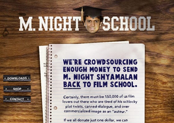 Charity Wants to Send M. Night Shyamalan Back To Film School | by NYU Local | NYU Local