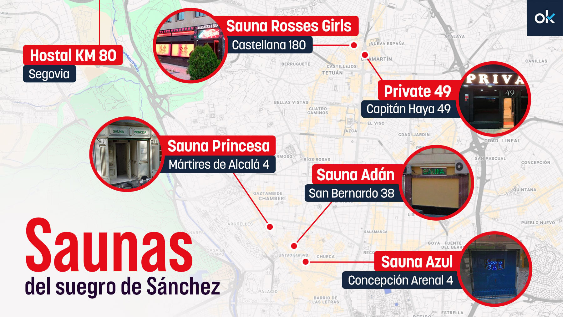 Las saunas prostíbulo del suegro de Sánchez una a una: del muerto electrocutado a la red de trata