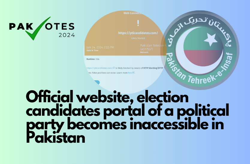 Official website, election candidates portal of a political party becomes inaccessible in Pakistan - PAKVOTES