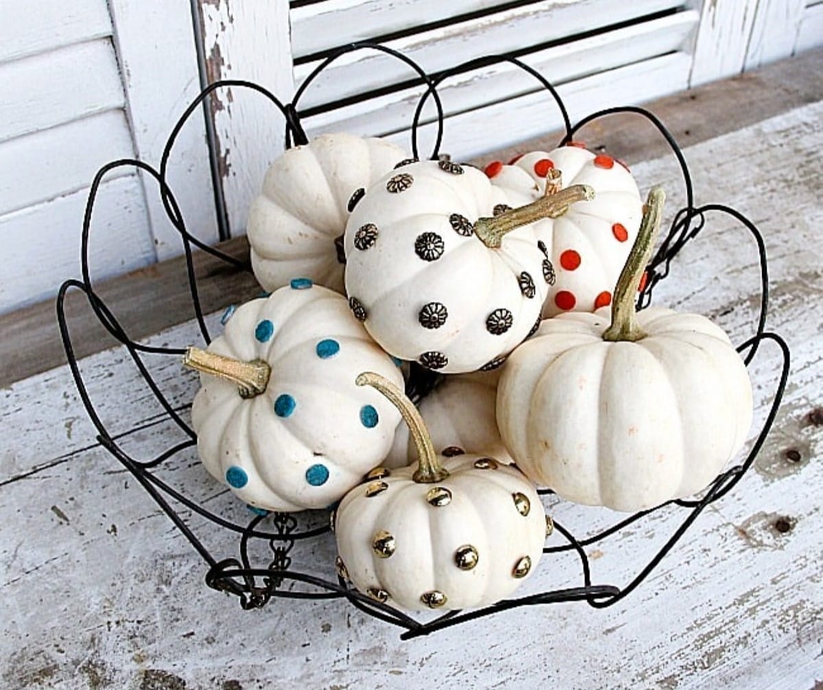 How To Decorate Mini White Pumpkins Without Carving - Petticoat Junktion