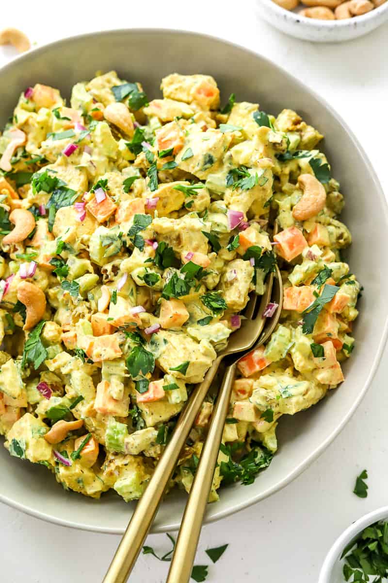 Easy Creamy Curry Chicken Salad - With Greek Yogurt - Pinch Me Good