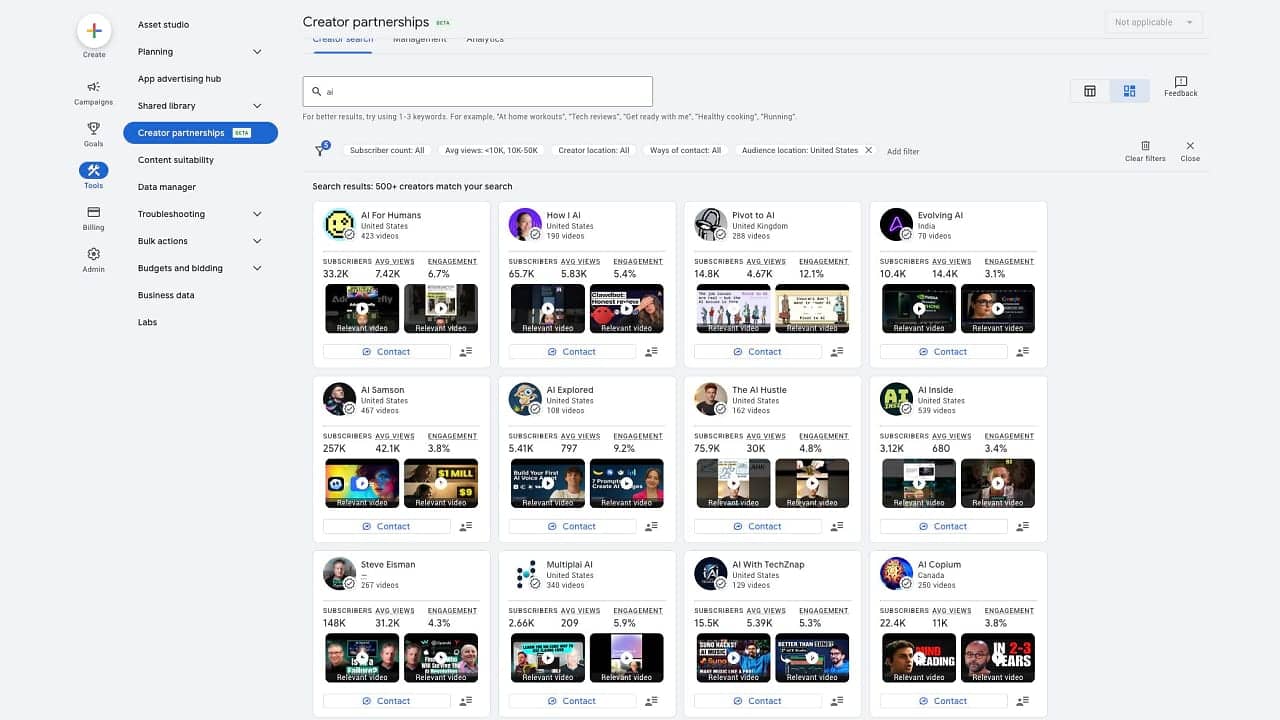 Google Improves Creator Partnerships With AI Matching