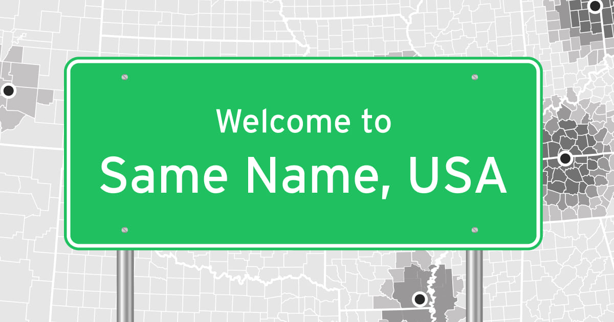 A Map of Places in the US with the Same Name
