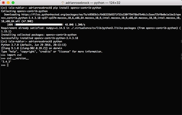 pip install OpenCV - PyImageSearch