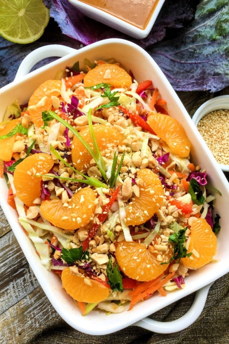 Thai Cabbage Salad with Spicy Peanut Dressing - Rosemary & Maple