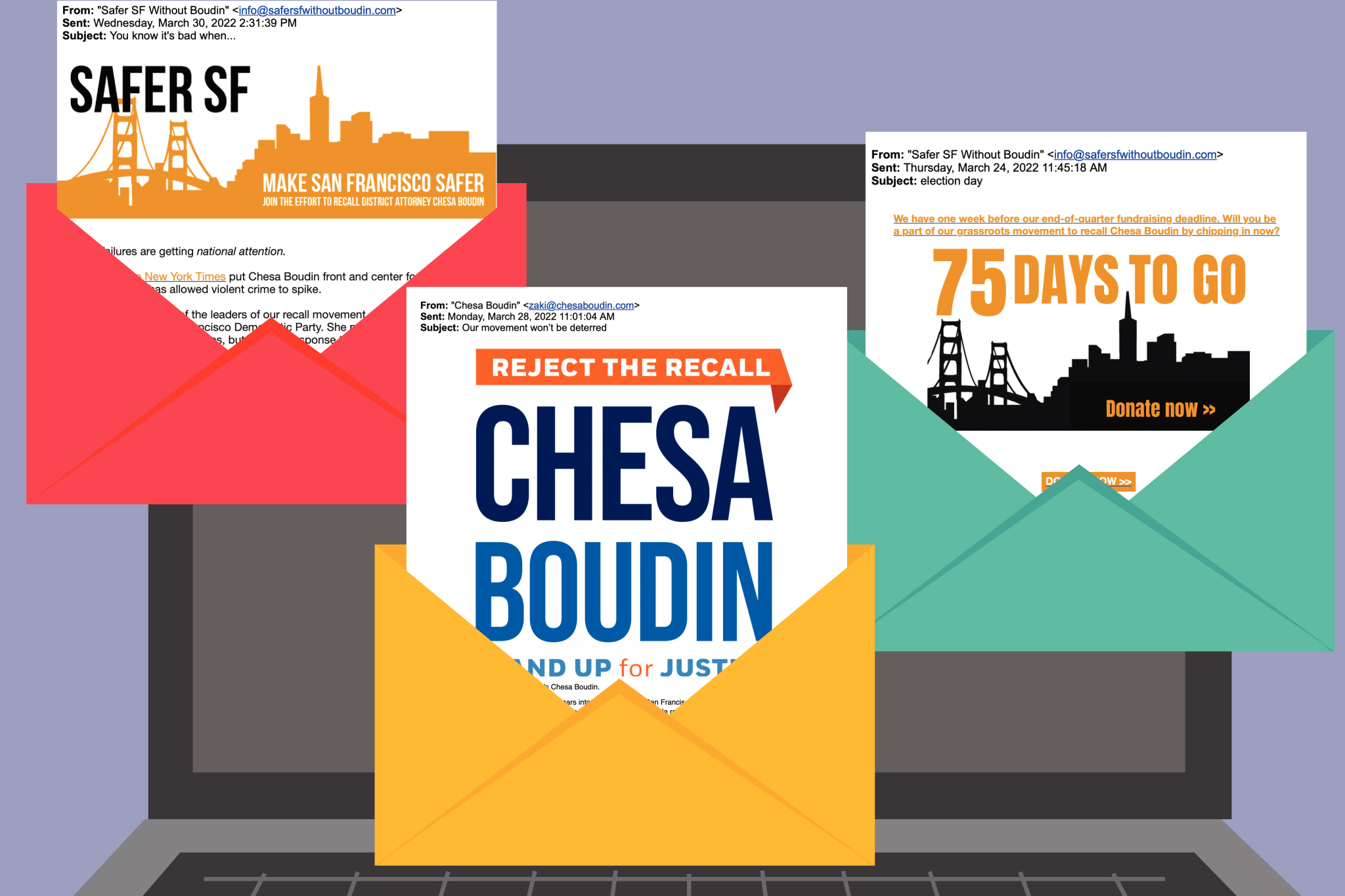 Fundraising emails for and against Chesa Boudin push alternate views of San Francisco