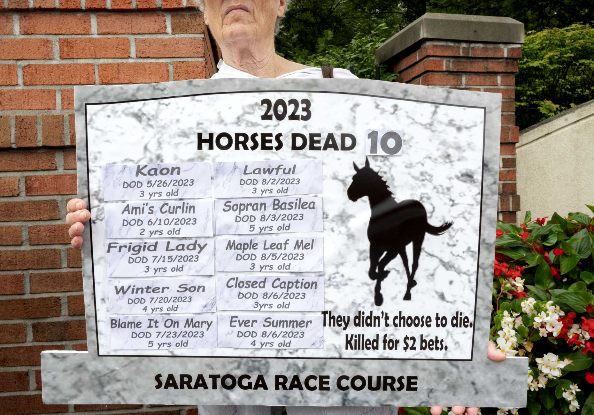 Photos: Protest of horse deaths at Saratoga Race Course