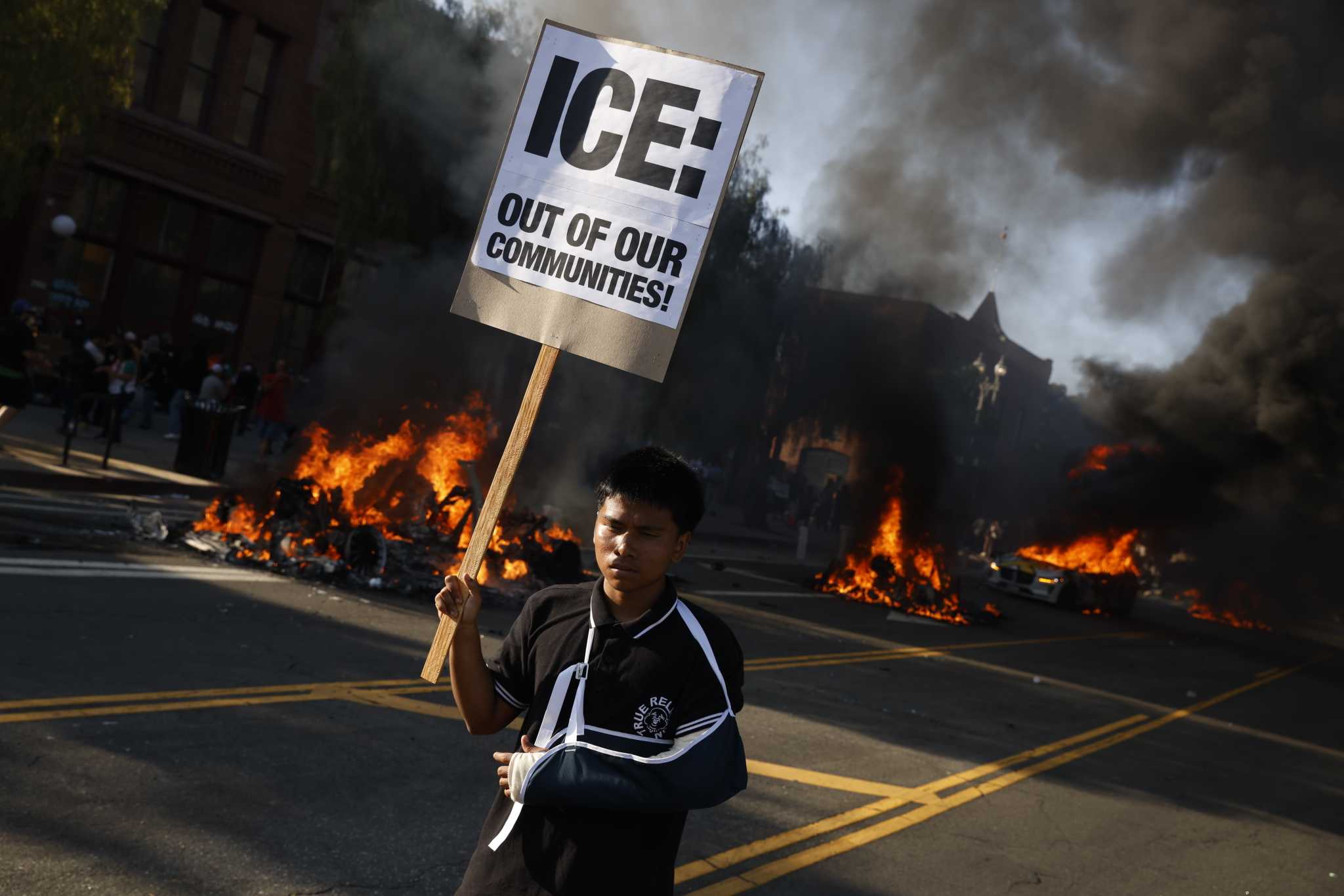 ICE protests: National Guard troops fire tear gas at LA demonstrators