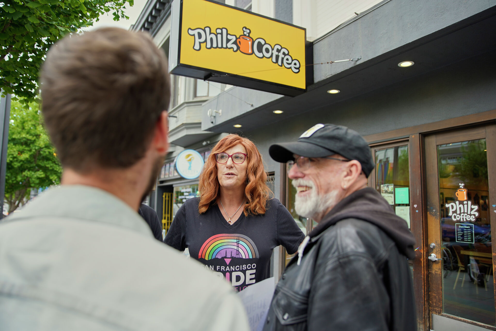 San Francisco protesters rally at Philz over Pride flags