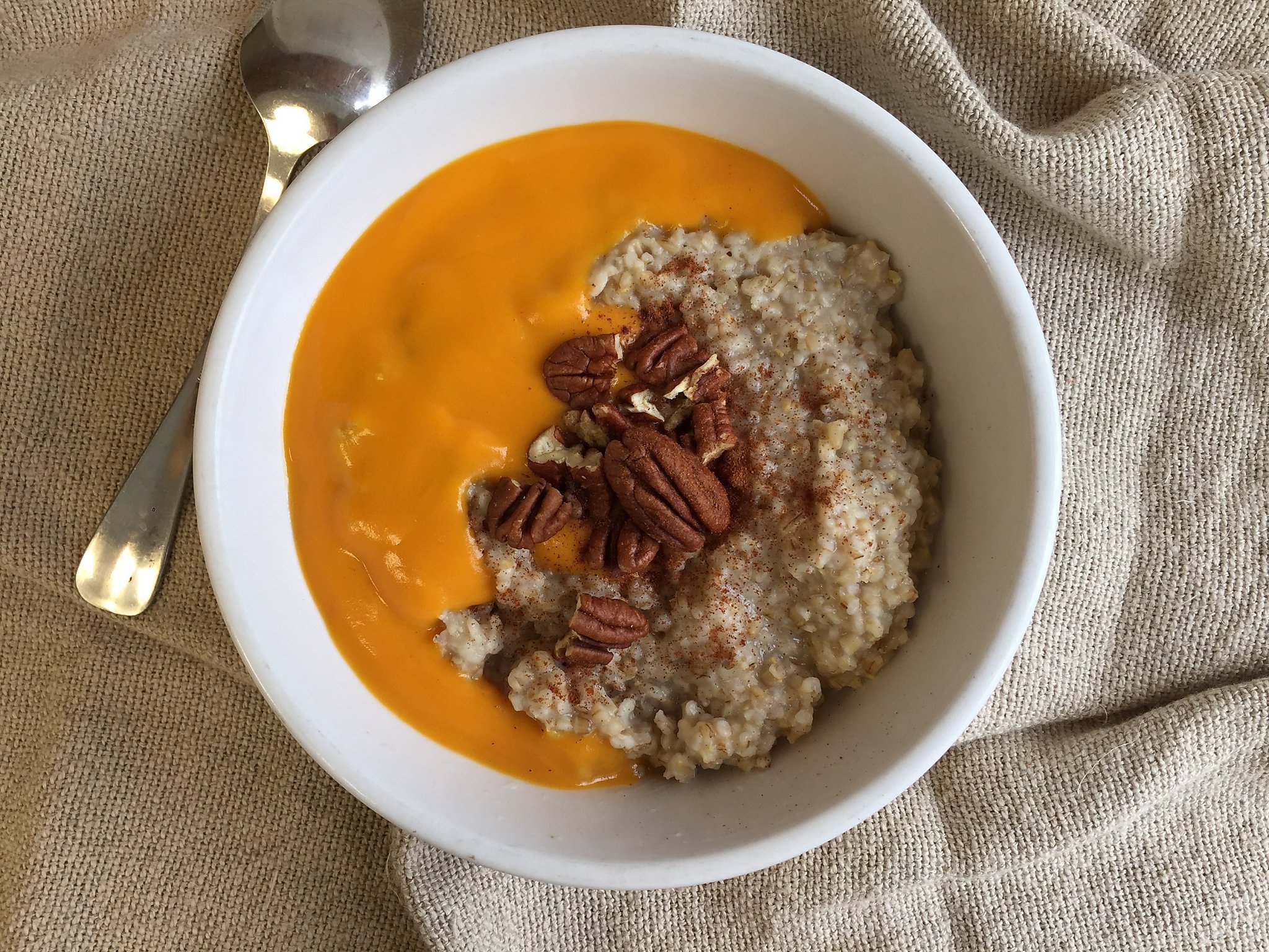 Recipe: Steel-cut oats with yams, coconut and pecans