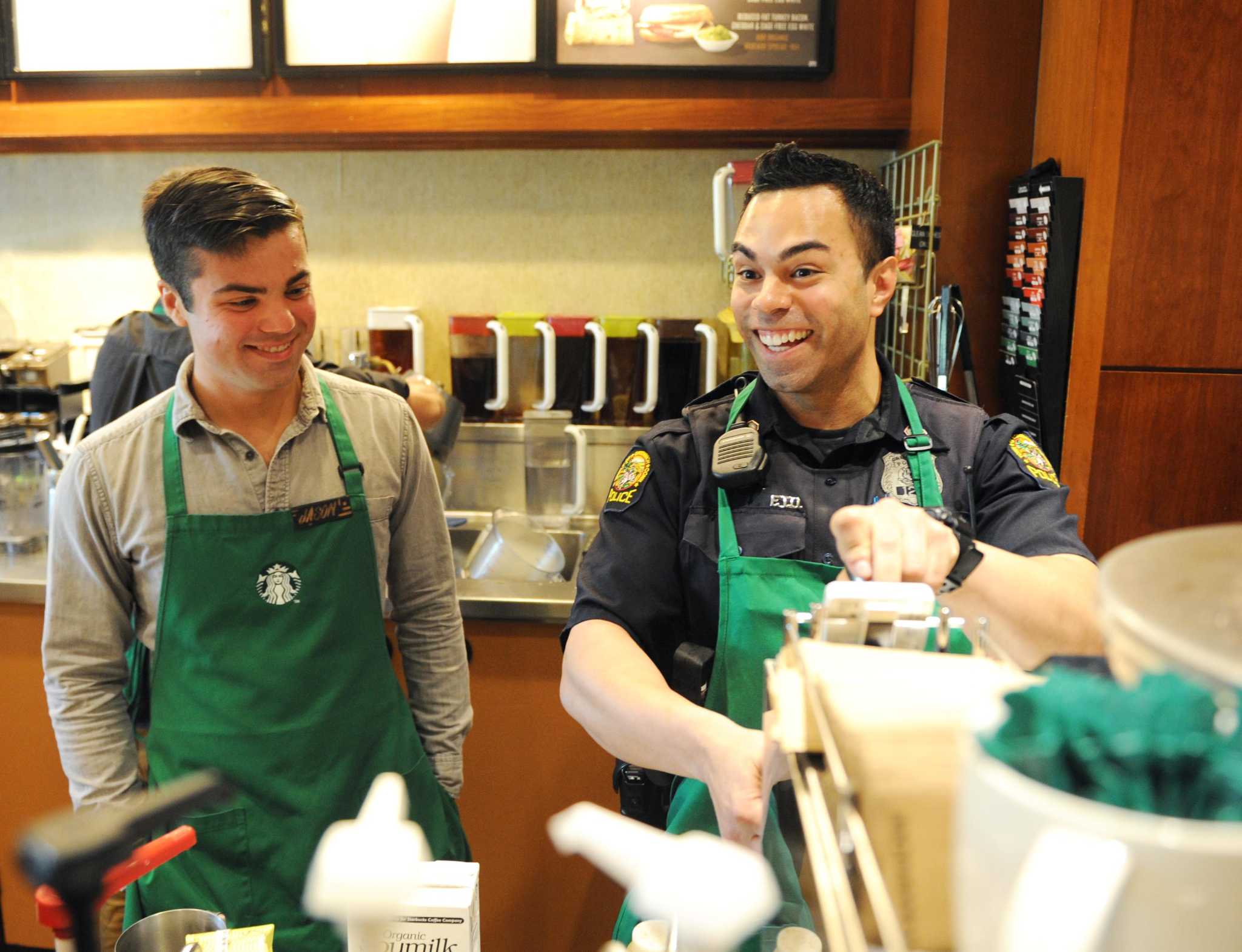 Greenwich cops share coffee with residents