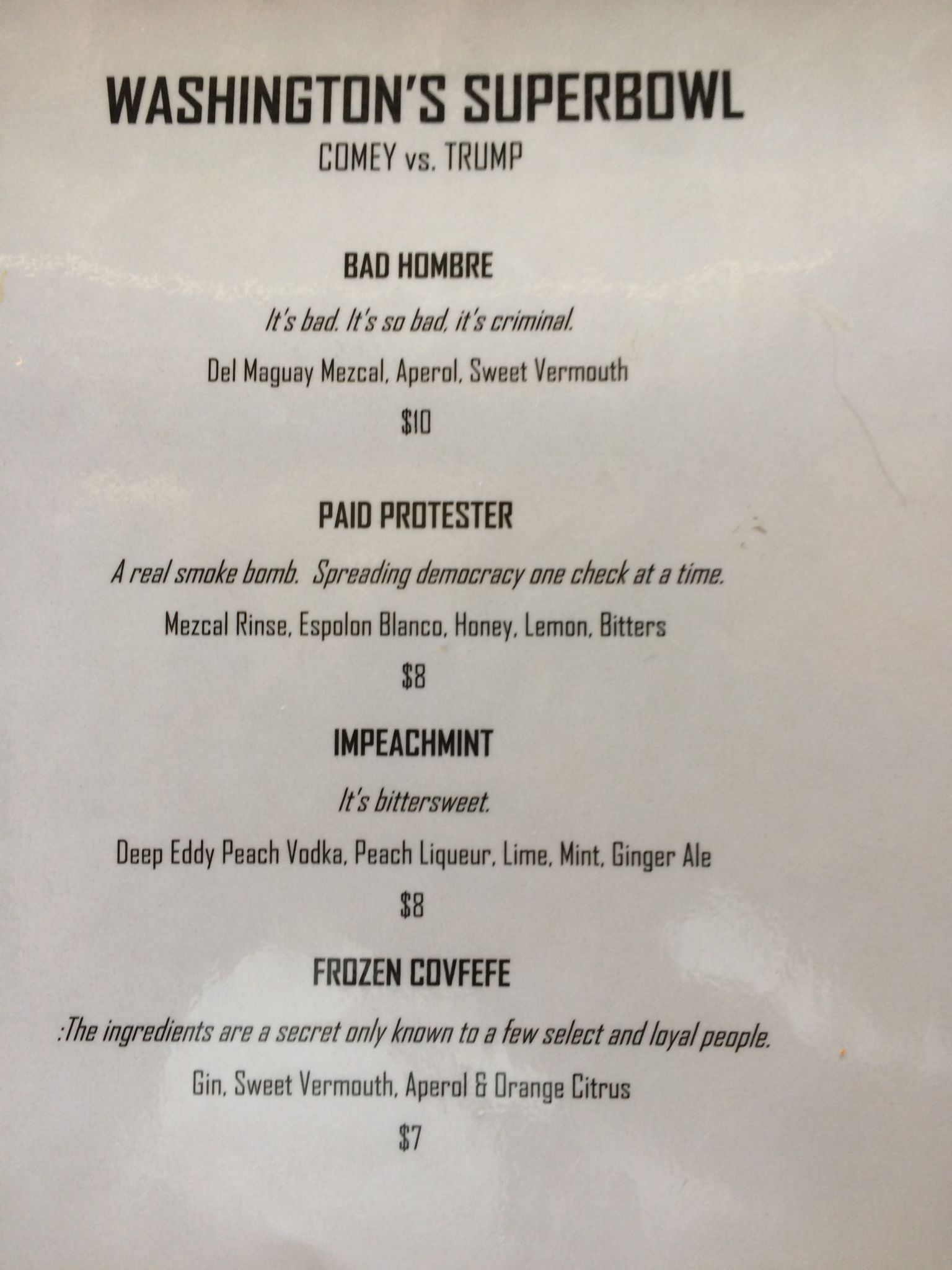 'Impeachmint' and 'Bad Hombre': Houston bar toasts Comey day