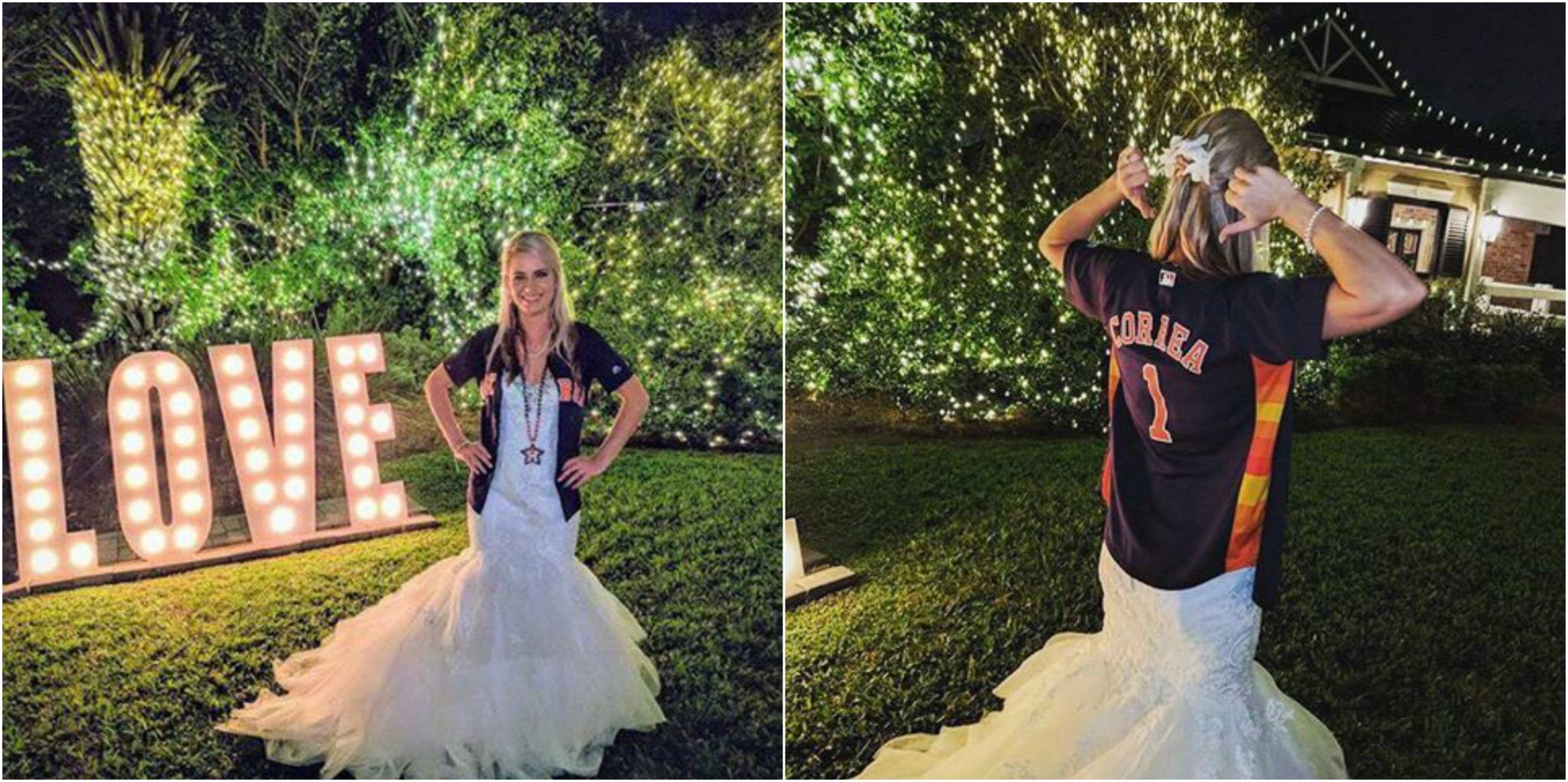 Houston bride wears Astros jersey to her New Orleans wedding