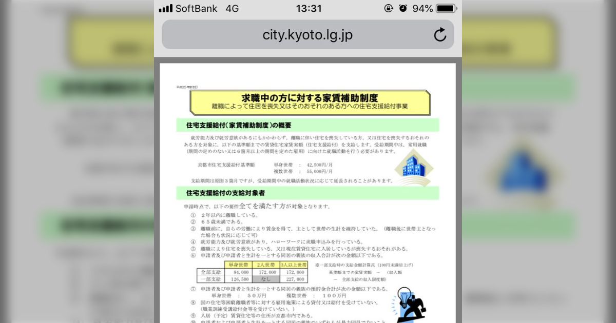 無職時に受けられる家賃補助制度からの退職時、休職時、就職時にもらえるお金について - posfie
