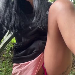 Pretty lady showing her body in the park