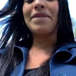 Risky girl playing with her pussy at the park