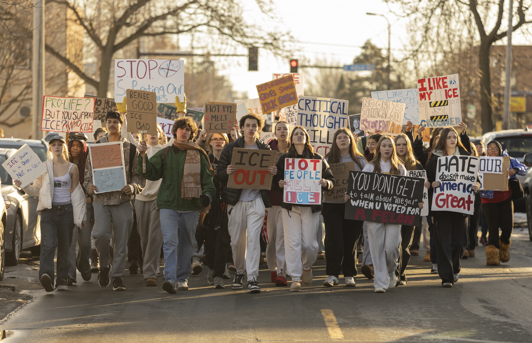 Hundreds of students at Roosevelt High walk out to protest ICE