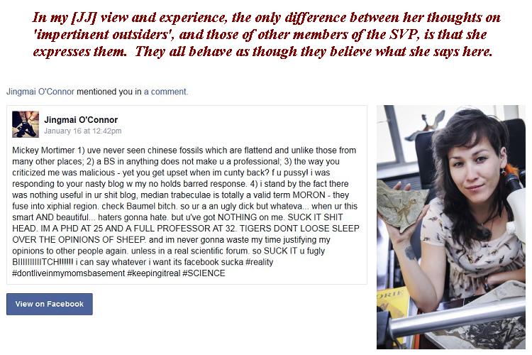 Jingmai O’Connor Values Peer Review and Palaeo PhDs and Demonstrates Their Uselessness | sciencepolice2010