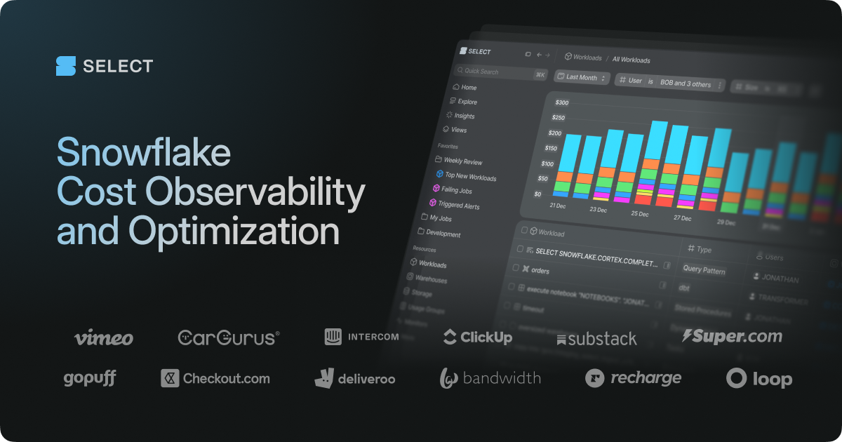SELECT: Snowflake cost observability and optimization