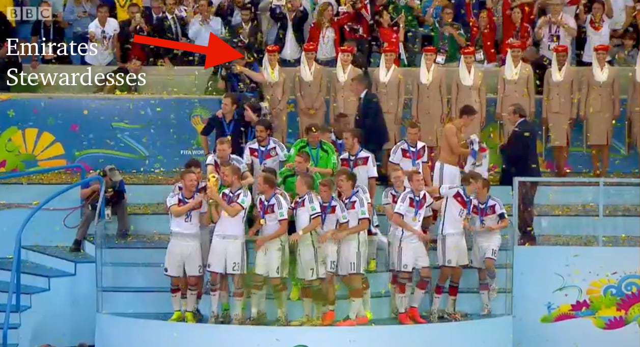 Why Were Emirates Flight Attendants Handing Out The World Cup Trophies?