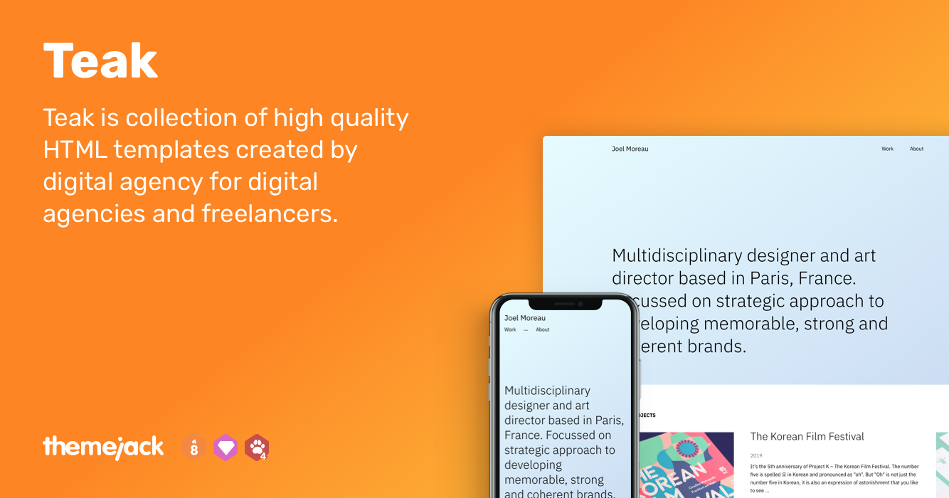 Teak — High Quality HTML Templates for Your Portfolio - Slicejack