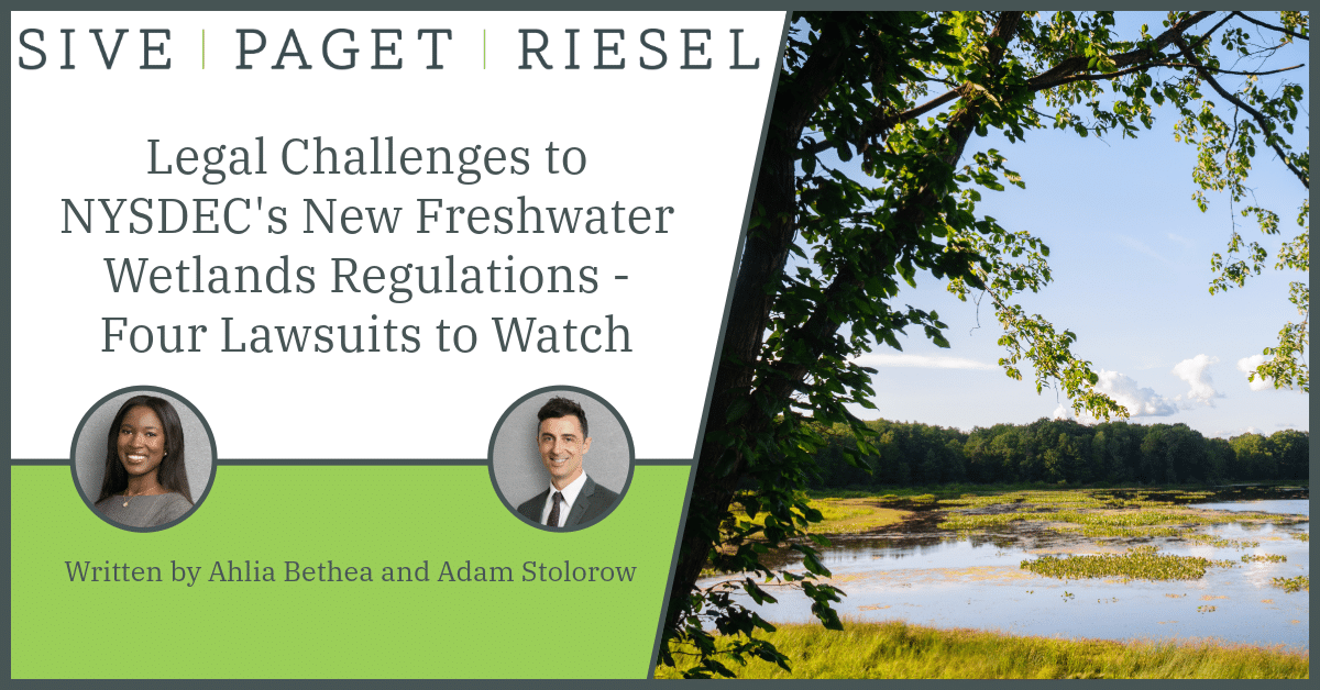 Legal Challenges to NYSDEC’s New Freshwater Wetlands Regulations – Four Lawsuits to Watch - Sive Paget & Riesel PC