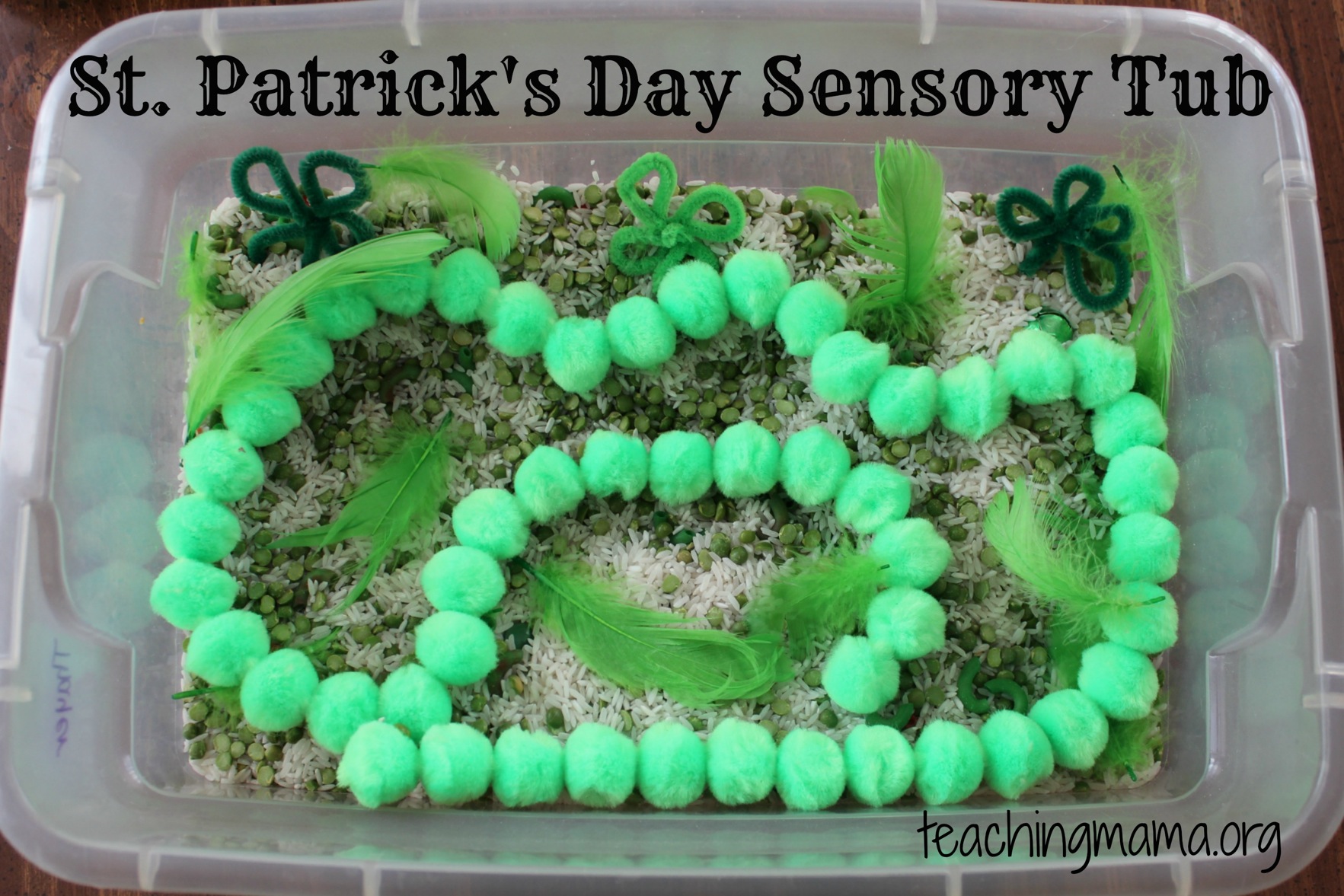 St. Patrick's Day Sensory Tub - Teaching Mama