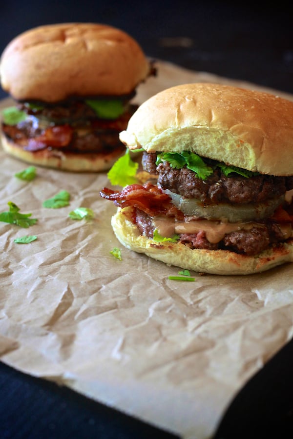 Thai Peanut Butter & Bacon Burger - The Noshery