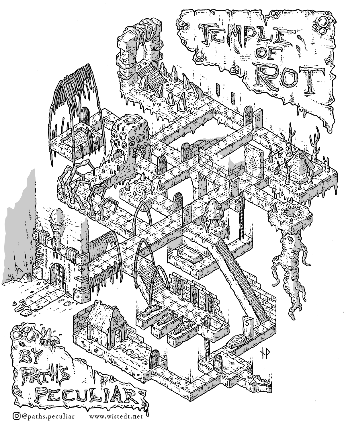 The Temple of Rot - isometric dungeon map - Paths Peculiar