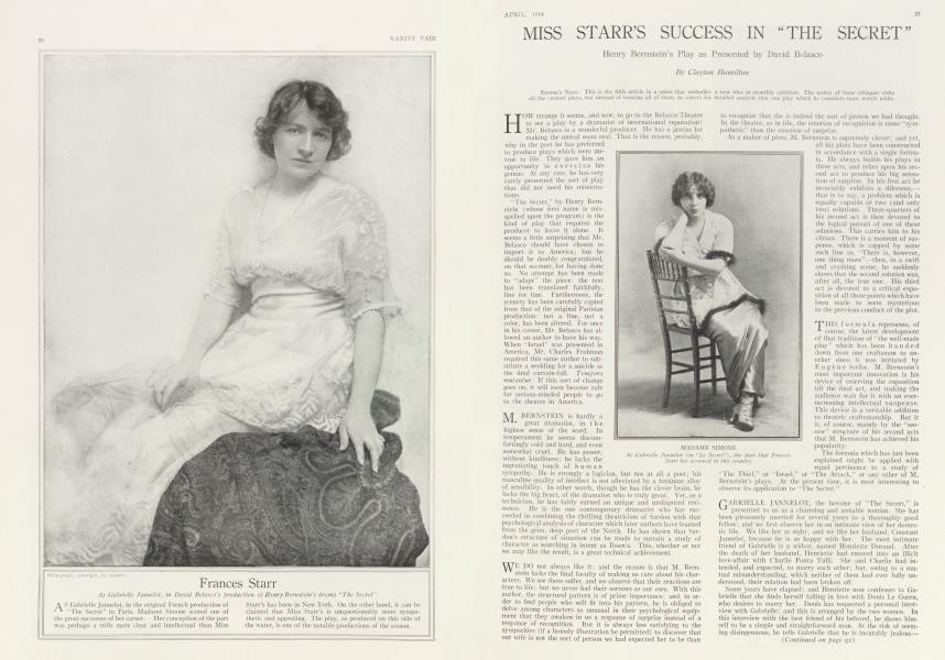 MISS STARR'S SUCCESS IN "THE SECRET" | Vanity Fair | April 1914