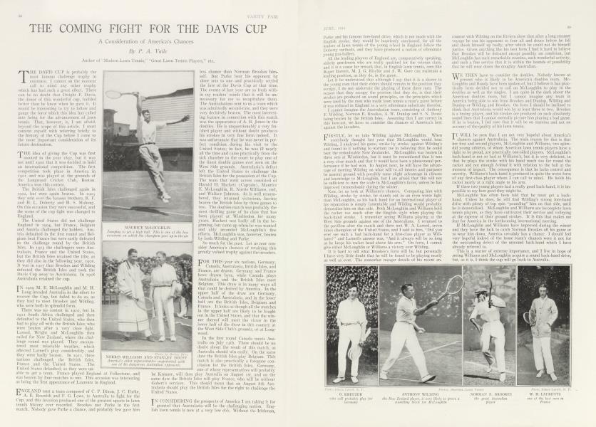 THE COMING FIGHT FOR THE DAVIS CUP | Vanity Fair | June 1914