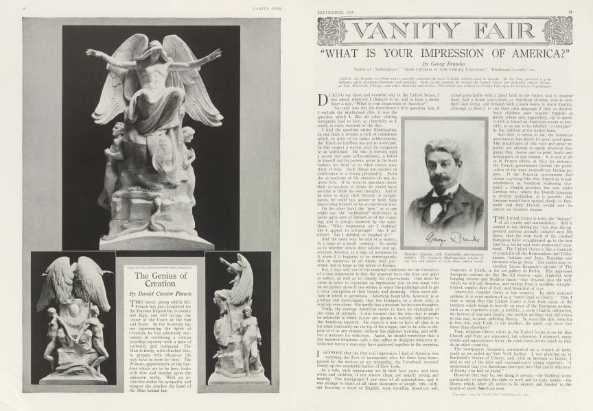 "WHAT IS YOUR IMPRESSION OF AMERICA?" | Vanity Fair | September 1914
